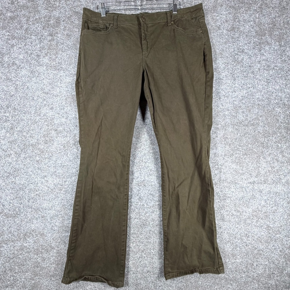 Sonoma Goods For Life Bootcut Pants Womens 18 Green Cotton Stretch High Rise